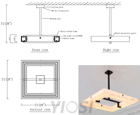 Aidan Modern Square Alabaster Chandelier Chandeliers For Dining Room Stairways Foyer Bedrooms