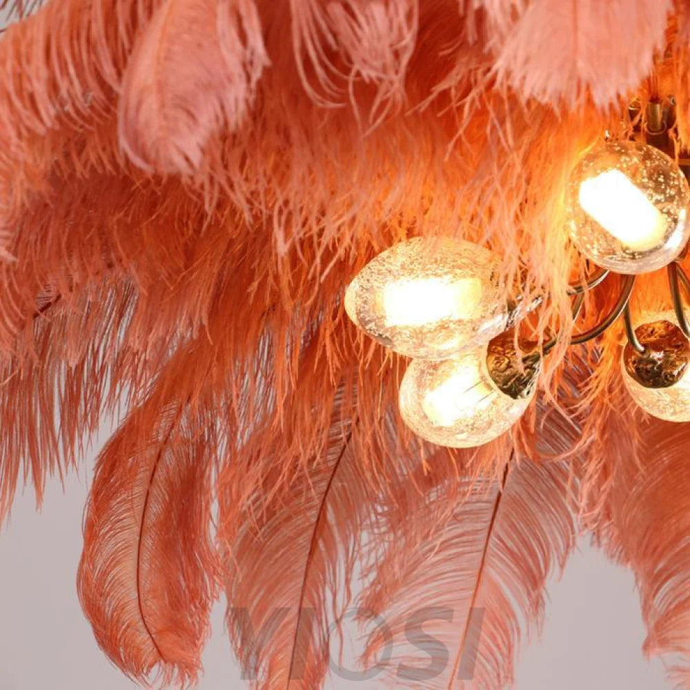 Aisha Feather Chandelier Brass Palm Tree Lamp