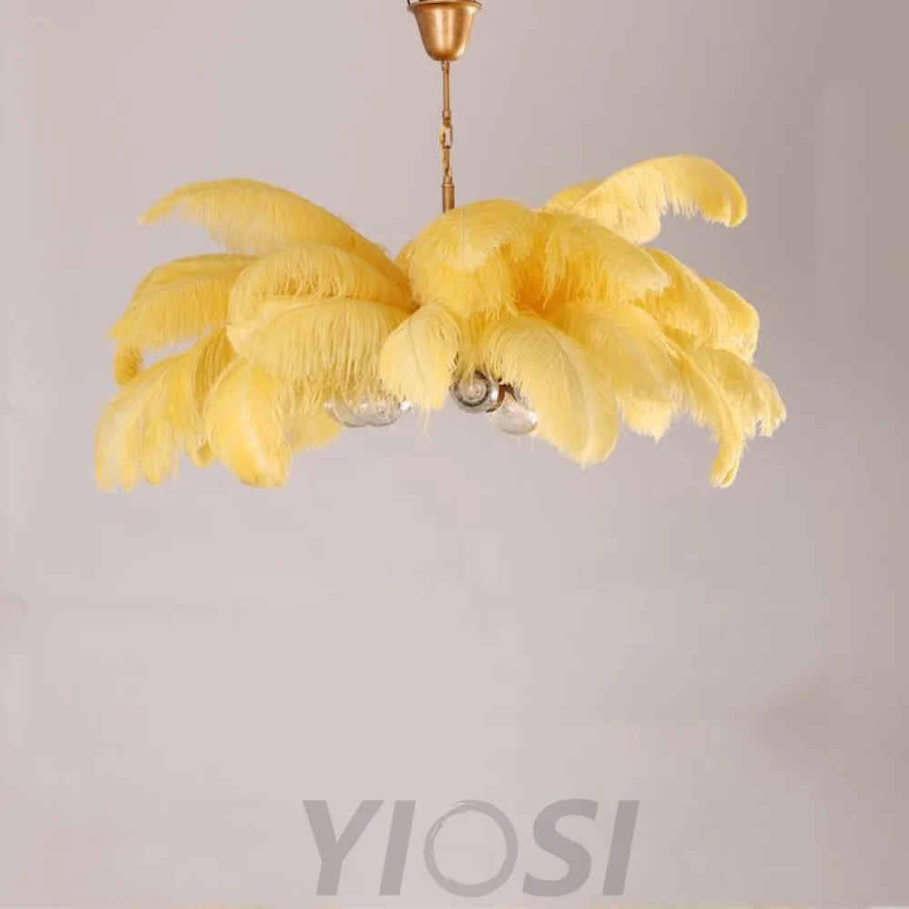 Aisha Feather Chandelier Brass Palm Tree Lamp