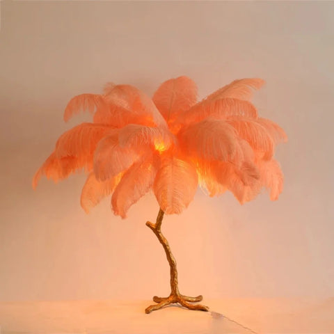 pink ostrich feather lamp