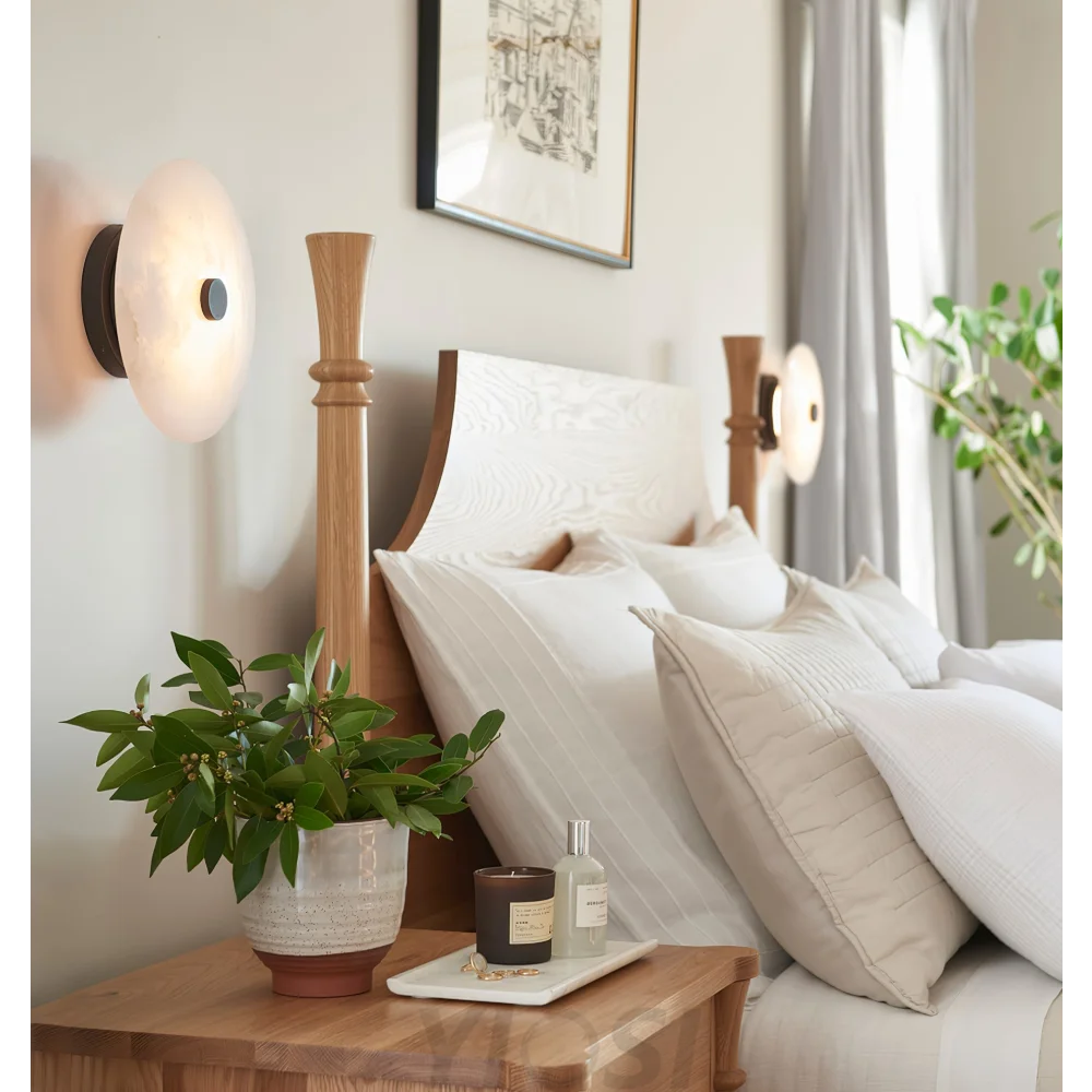 Ankeny Alabaster Brass & White Ceiling Lamp Warm Light