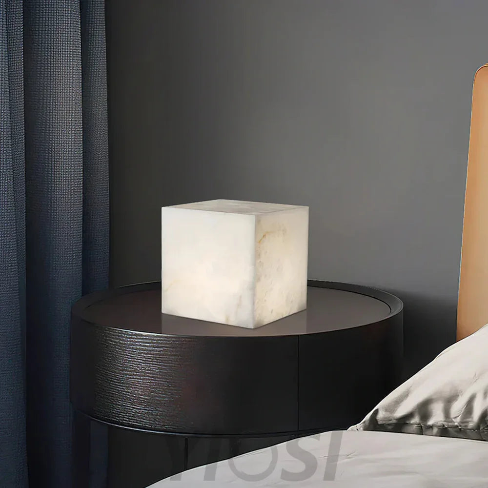 Alabaster Cubic Table Lamp