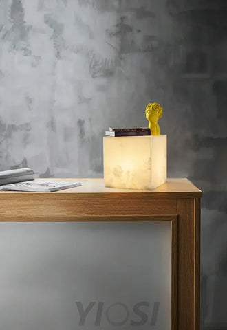 Alabaster Cubic Table Lamp