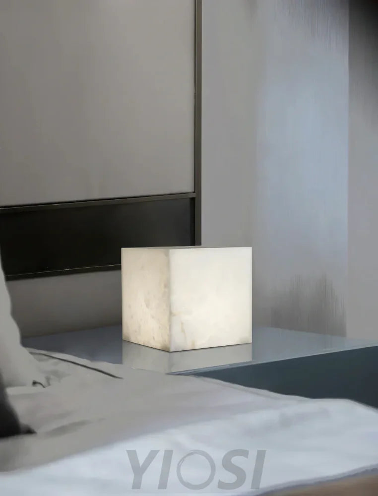 Alabaster Cubic Table Lamp