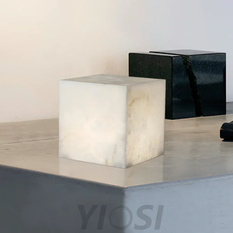 Alabaster Cubic Table Lamp