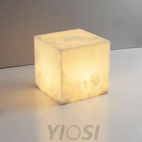 Alabaster Cubic Table Lamp