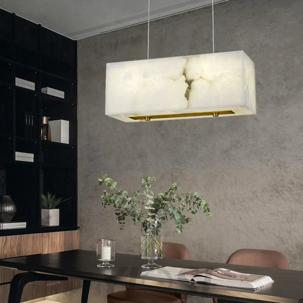 Alabaster Pendant Light Modern Brass Chandelier