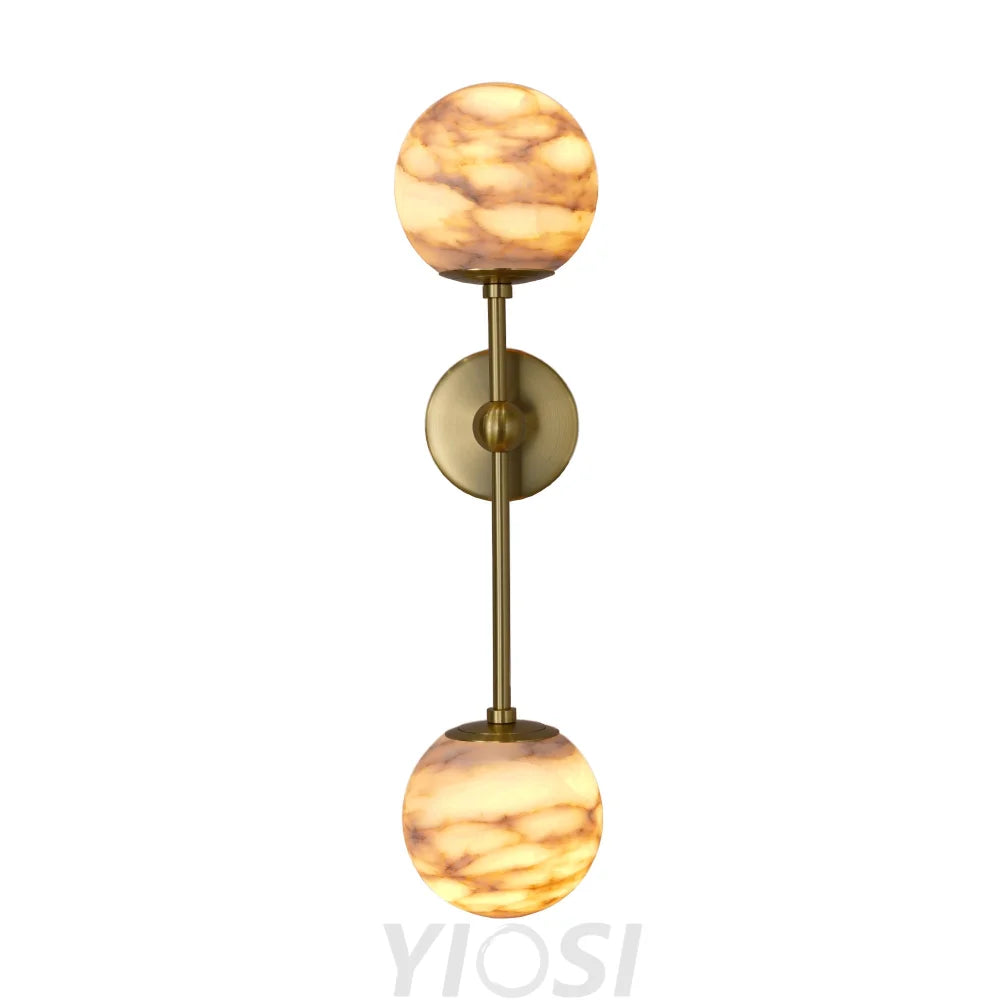 Alabaster Double Spherical Wall Lamp