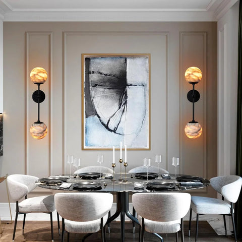 Alabaster Double Spherical Wall Lamp