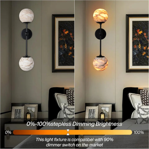 Alabaster Double Spherical Wall Lamp