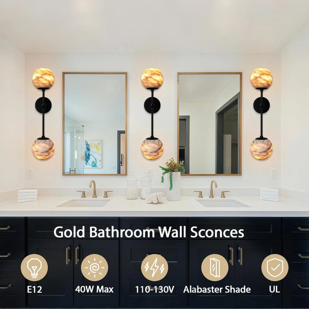 Alabaster Double Spherical Wall Lamp