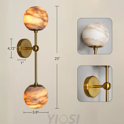 Alabaster Double Spherical Wall Lamp