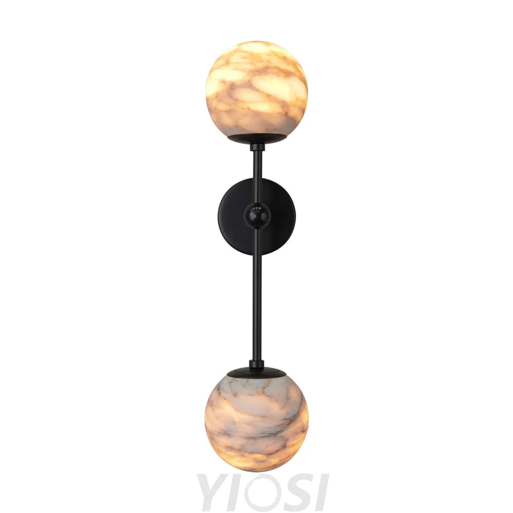Alabaster Double Spherical Wall Lamp