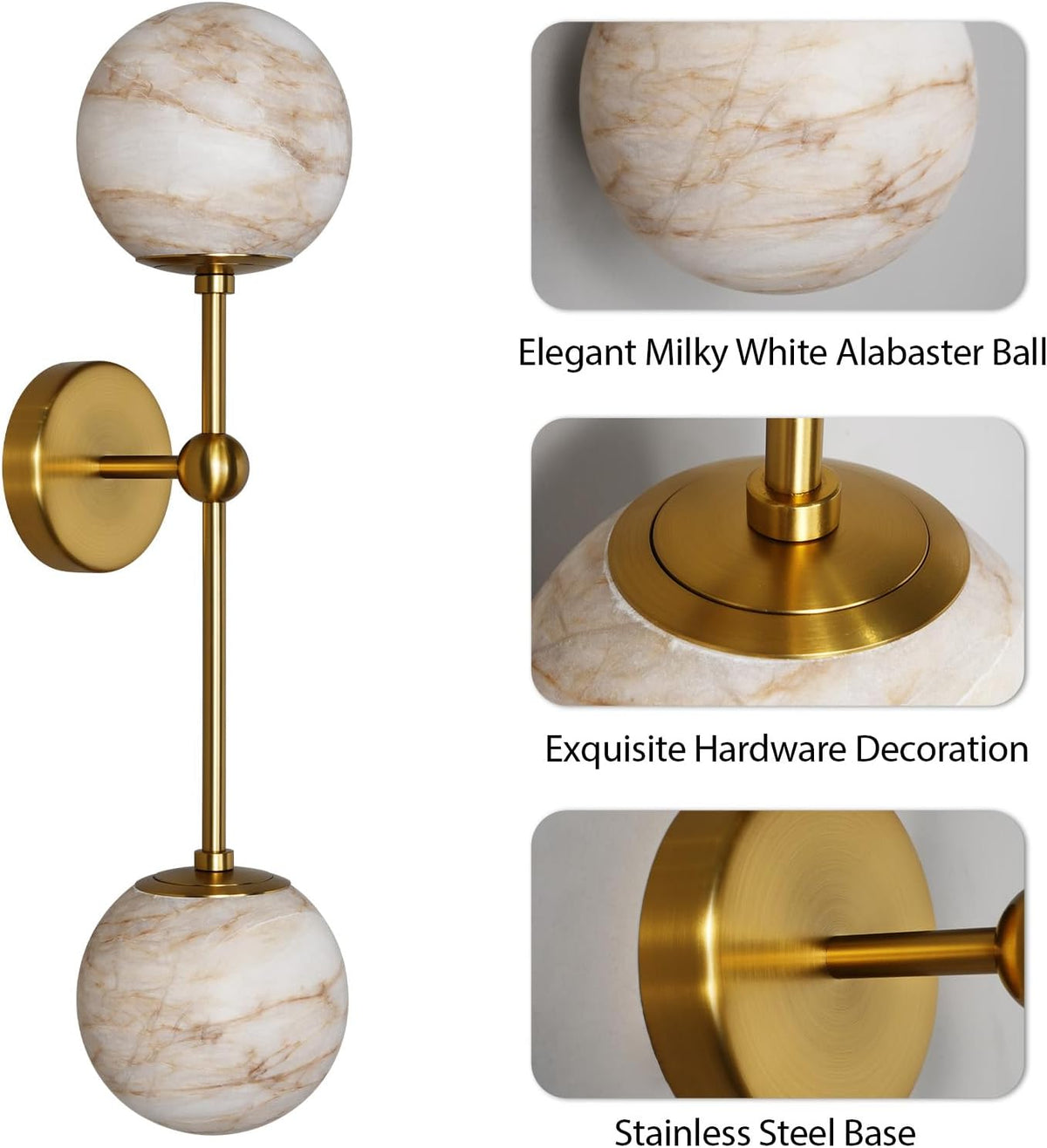 Alabaster Double Spherical Wall Lamp