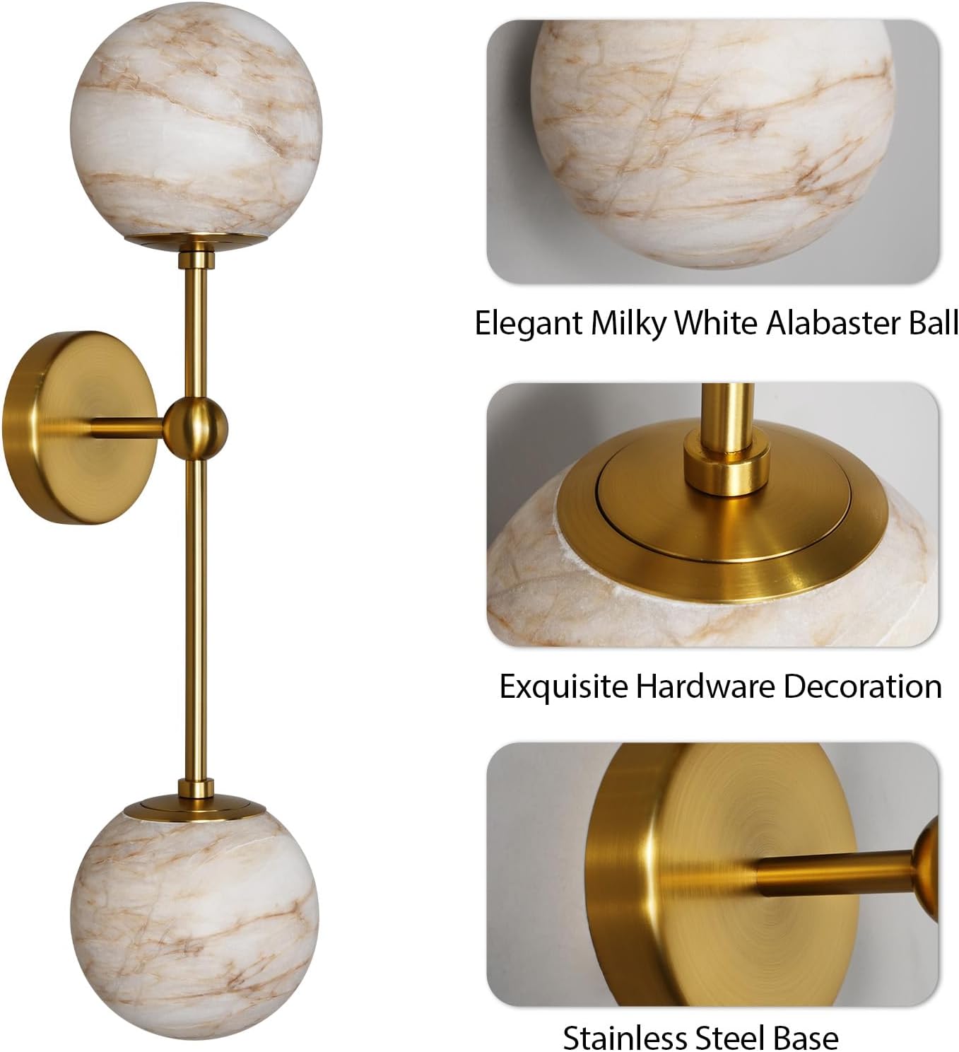 Alabaster Double Spherical Wall Lamp