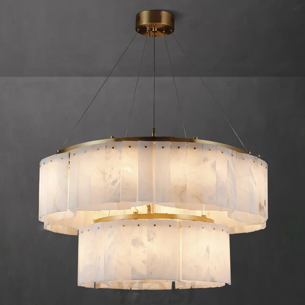 Velaria Alabaster Gold & White Chandelier – Luxury Ceiling Light