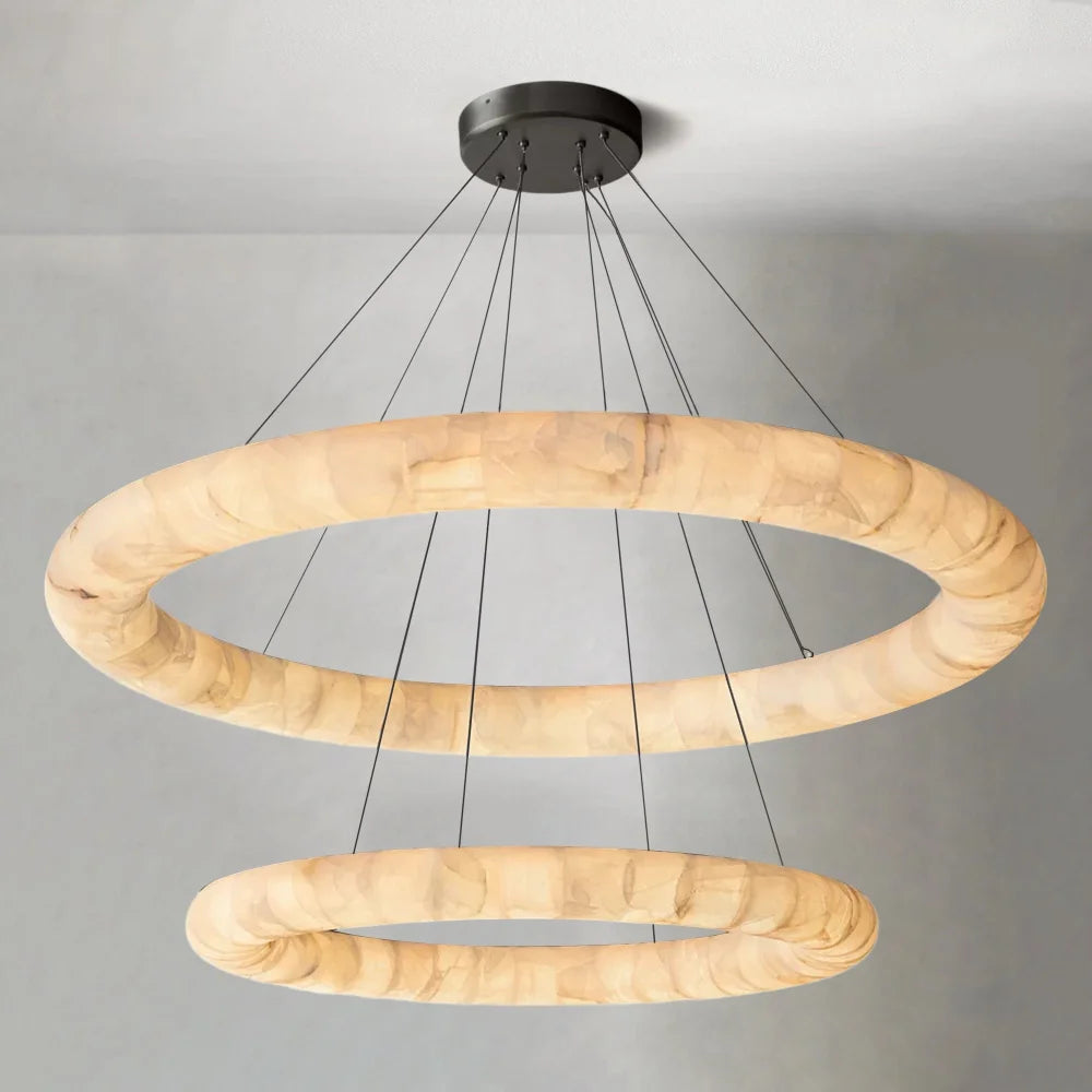 Alabaster Lisse 2 Tier Round Chandelier 61 Bronze Chandelier