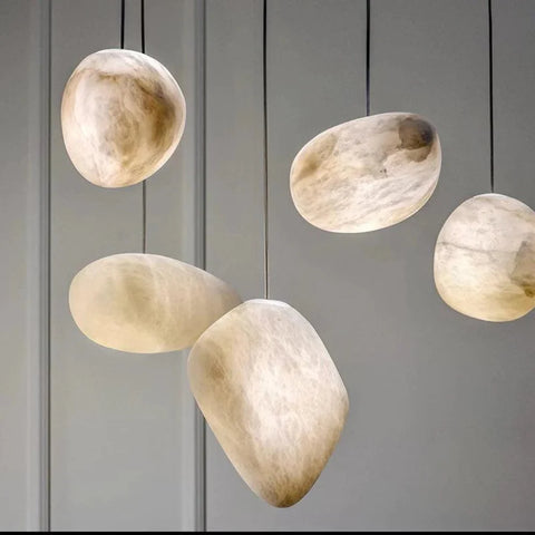 Shine Alabaster Natural Stone Pendant Creative Light 11.8’’ D