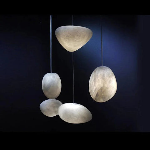 Shine Alabaster Natural Stone Pendant Creative Light 9.8’’ D