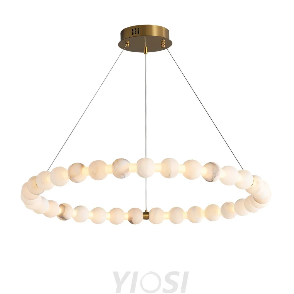 Vakkerlight Alabaster Orb Ring Chandelier – Gold White, 23.6"‑39.4" Diameters