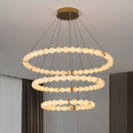 Vakkerlight Alabaster Orb Ring Chandelier – Gold White, 23.6"‑39.4" Diameters