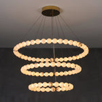 Vakkerlight Alabaster Orb Ring Chandelier – Gold White, 23.6"‑39.4" Diameters