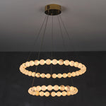 Vakkerlight Alabaster Orb Ring Chandelier – Gold White, 23.6"‑39.4" Diameters