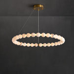 Vakkerlight Alabaster Orb Ring Chandelier – Gold White, 23.6"‑39.4" Diameters