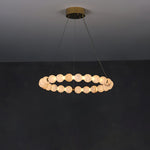 Vakkerlight Alabaster Orb Ring Chandelier – Gold White, 23.6"‑39.4" Diameters