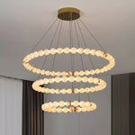 Vakkerlight Alabaster Orb Ring Chandelier – Gold White, 23.6"‑39.4" Diameters