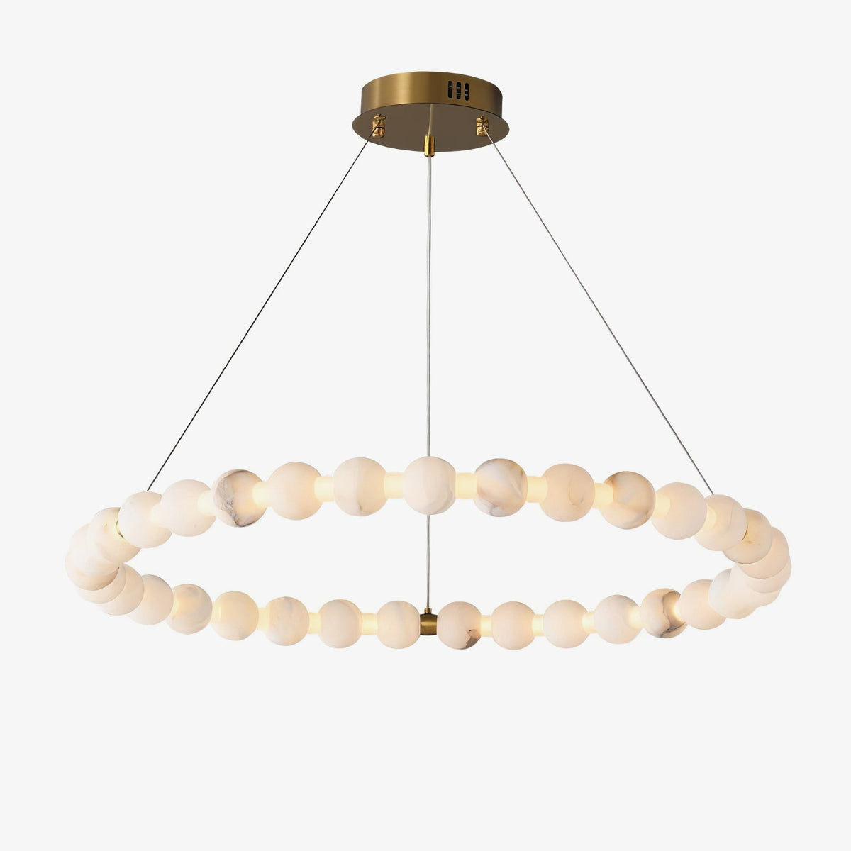 Vakkerlight Alabaster Orb Ring Chandelier – Gold White, 23.6"‑39.4" Diameters
