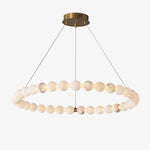 Vakkerlight Alabaster Orb Ring Chandelier – Gold White, 23.6"‑39.4" Diameters