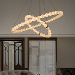 Vakkerlight Alabaster Orb Ring Chandelier – Gold White, 23.6"‑39.4" Diameters