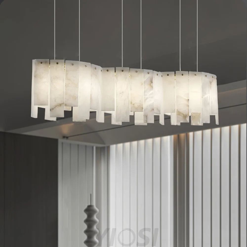 Arctora Alabaster Pendant Lamp with Gold & White Finish