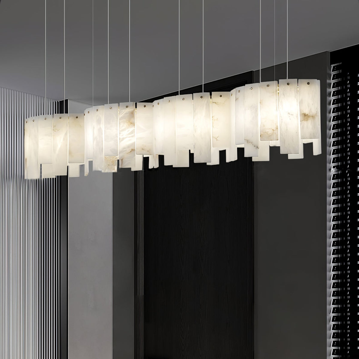 Arctora Alabaster Pendant Lamp with Gold & White Finish