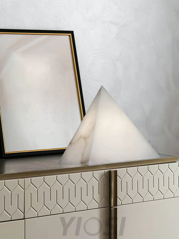 Alabaster Pyramid Table Lamp