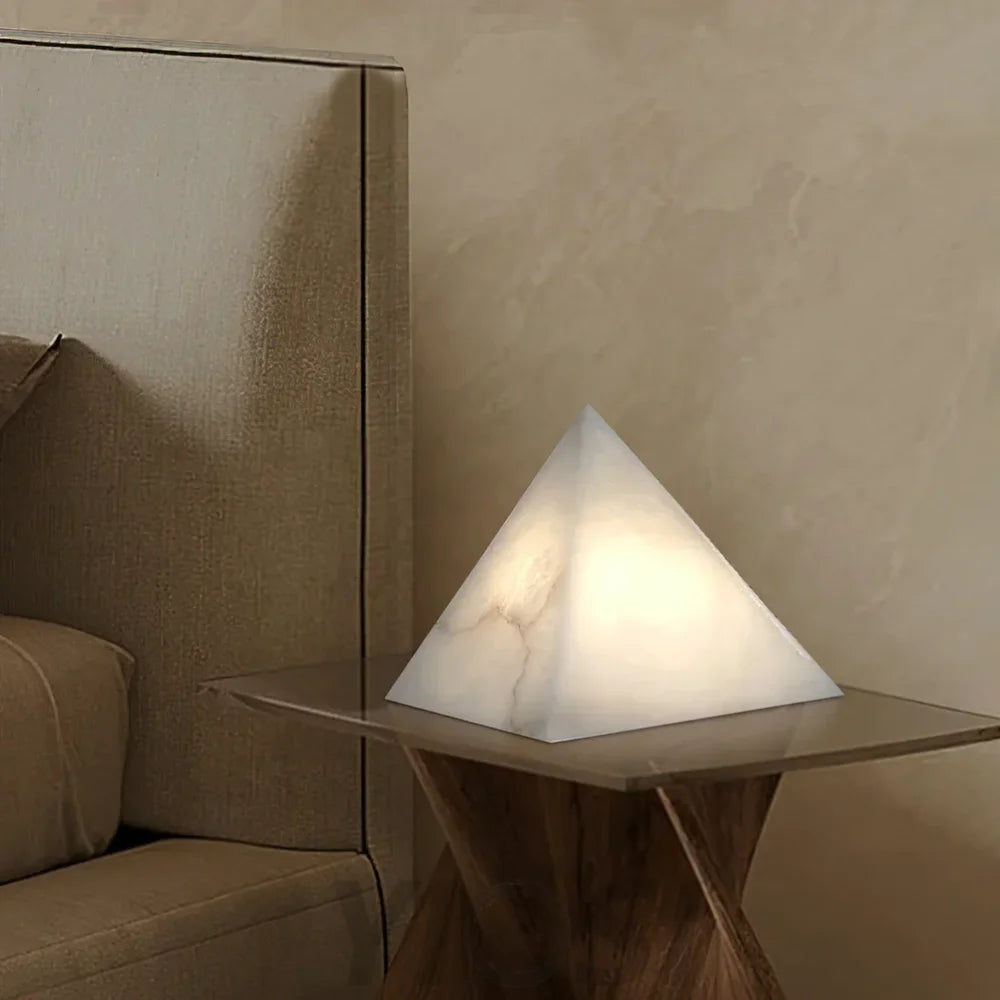 Alabaster Pyramid Table Lamp