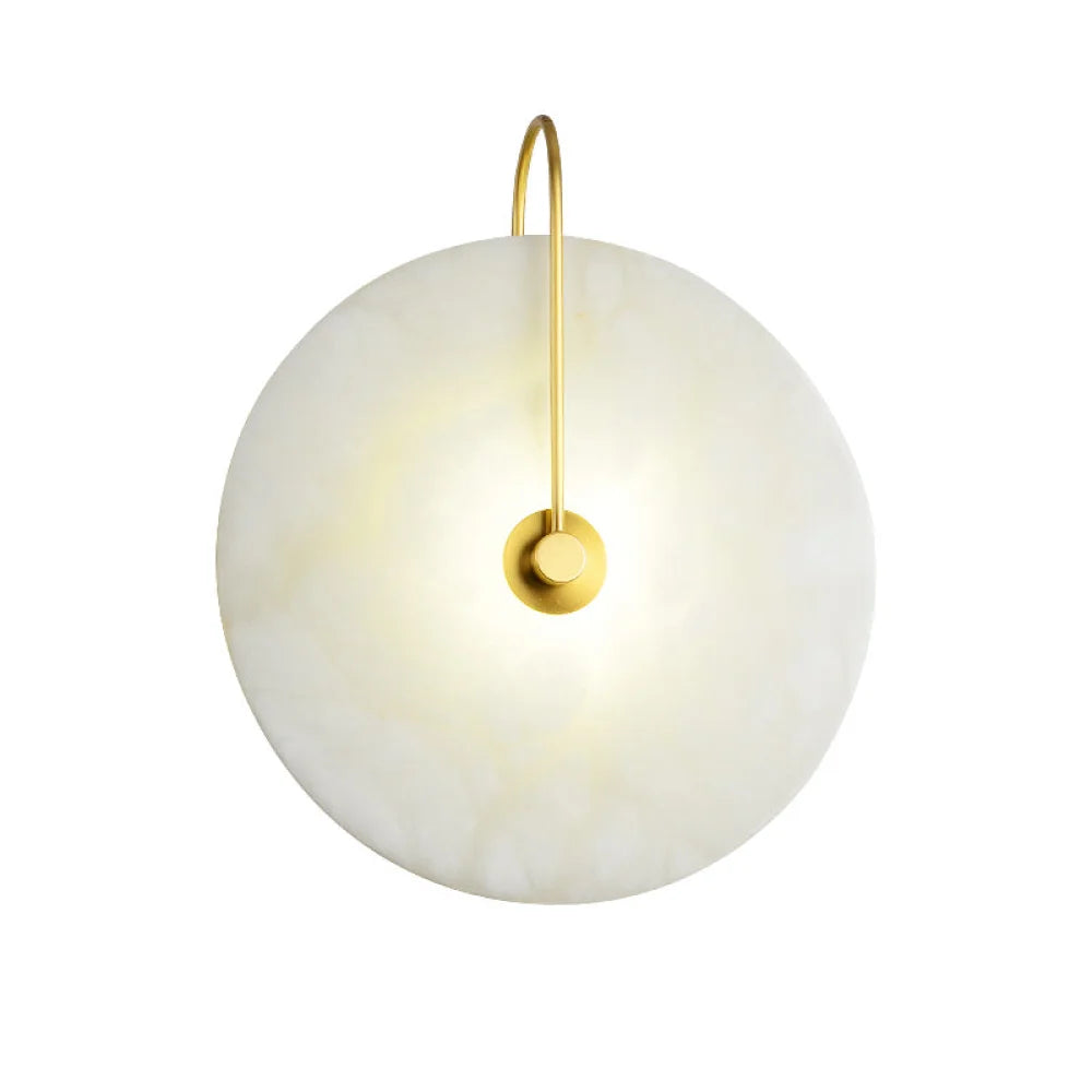 Alabaster Round Bedroom Bedside Wall Sconce Large Light Fixtures