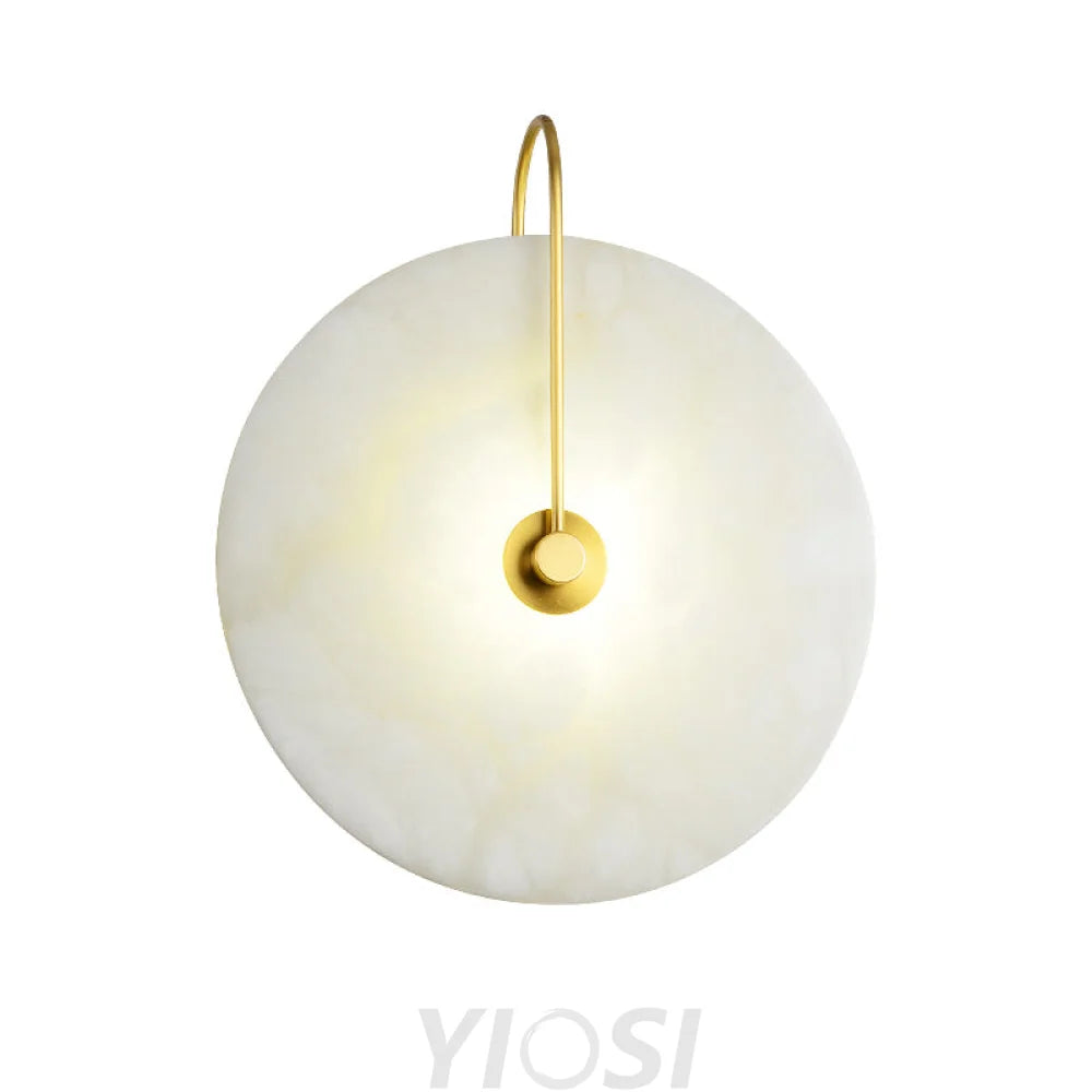 Alabaster Round Bedroom Bedside Wall Sconce Large Light Fixtures