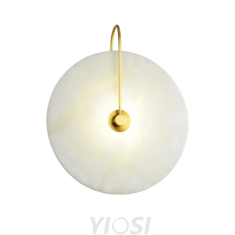 Alabaster Round Bedroom Bedside Wall Sconce Large Light Fixtures