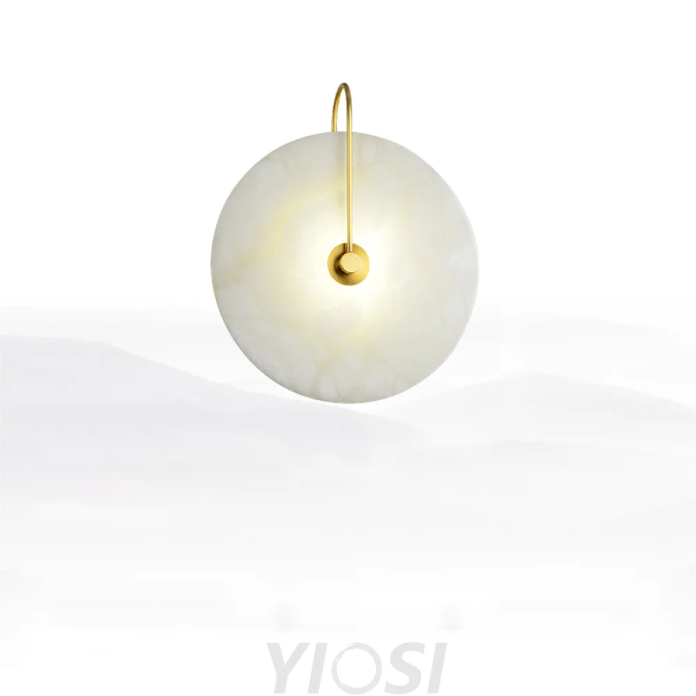 Alabaster Round Bedroom Bedside Wall Sconce Light Fixtures