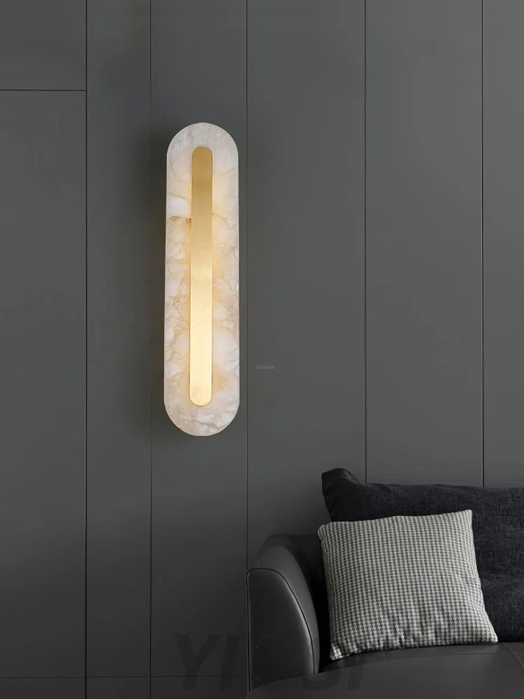 Alabaster Rounded Wall Sconce - Alabaster, Alabaster Wall Lamp-1-Yiosilamp