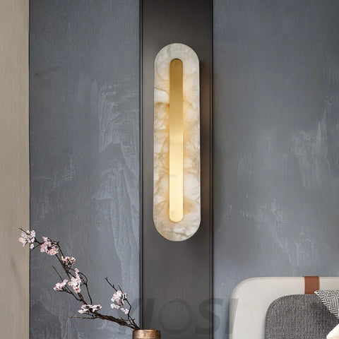 Alabaster Rounded Wall Sconce - Alabaster, Alabaster Wall Lamp-1-Yiosilamp