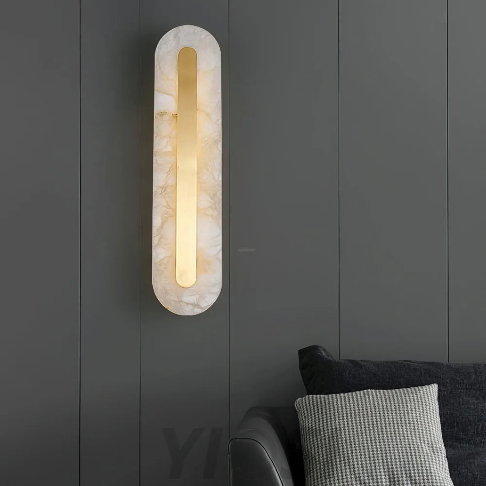 Alabaster Rounded Wall Sconce - Alabaster, Alabaster Wall Lamp-1-Yiosilamp