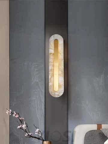 Alabaster Rounded Wall Sconce - Alabaster, Alabaster Wall Lamp-1-Yiosilamp