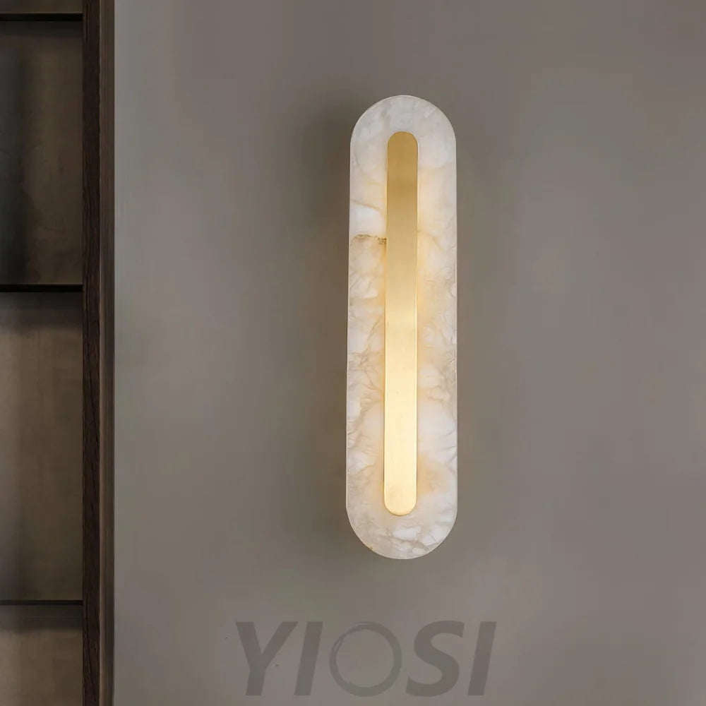 Alabaster Rounded Wall Sconce - Alabaster, Alabaster Wall Lamp-1-Yiosilamp