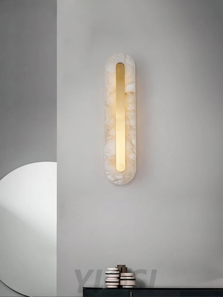 Alabaster Rounded Wall Sconce - Alabaster, Alabaster Wall Lamp-1-Yiosilamp