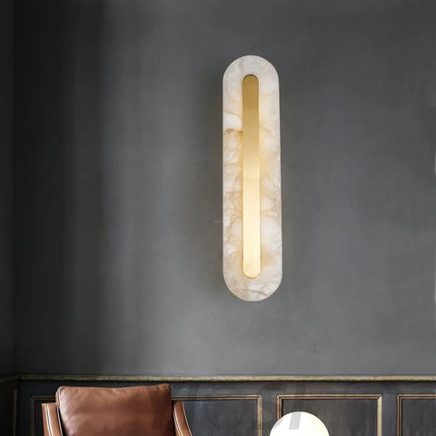 Alabaster Rounded Wall Sconce - Alabaster, Alabaster Wall Lamp-1-Yiosilamp