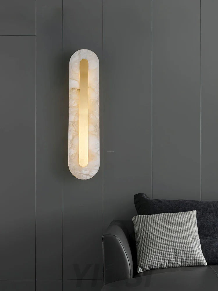 Alabaster Rounded Wall Sconce - Alabaster, Alabaster Wall Lamp-1-Yiosilamp