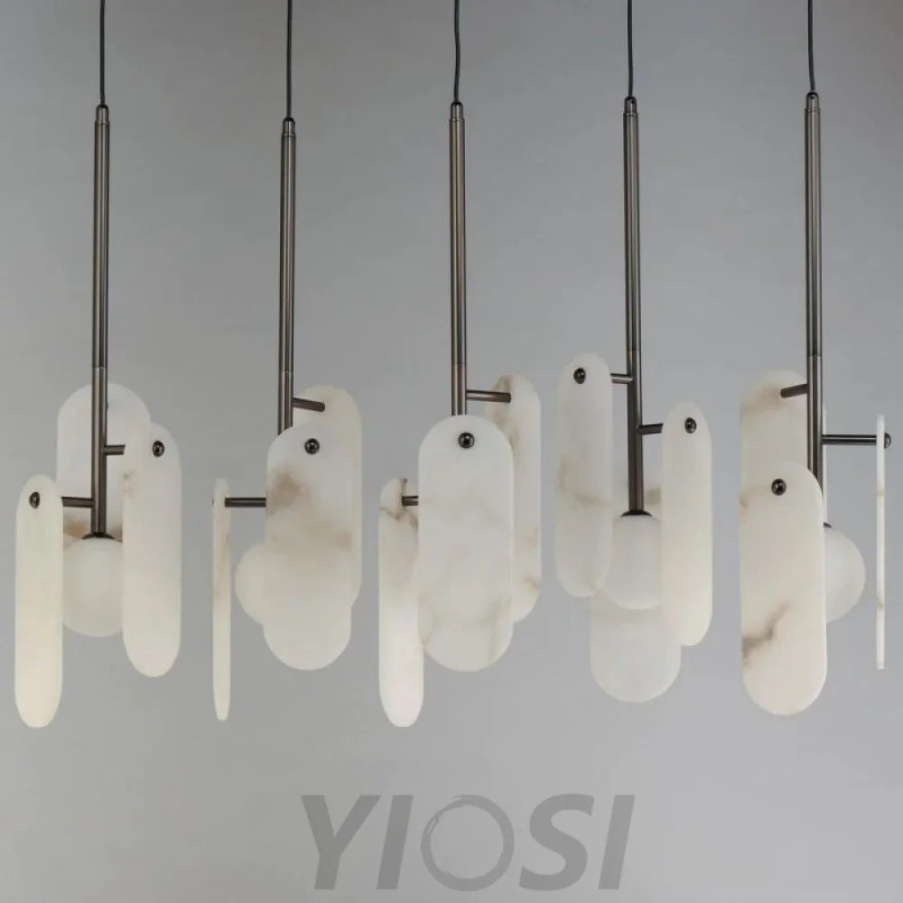 Alabaster Studio M Megalith 5-Light Linear Chandelier Chandeliers For Dining Room Stairways Foyer